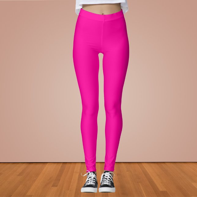 Neon Pink Solid Color Leggings (Creator Uploaded)