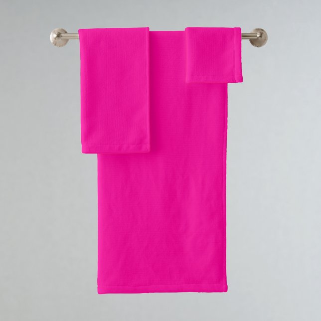 Neon Pink Solid Colour Bath Towel Set (Creator Uploaded)