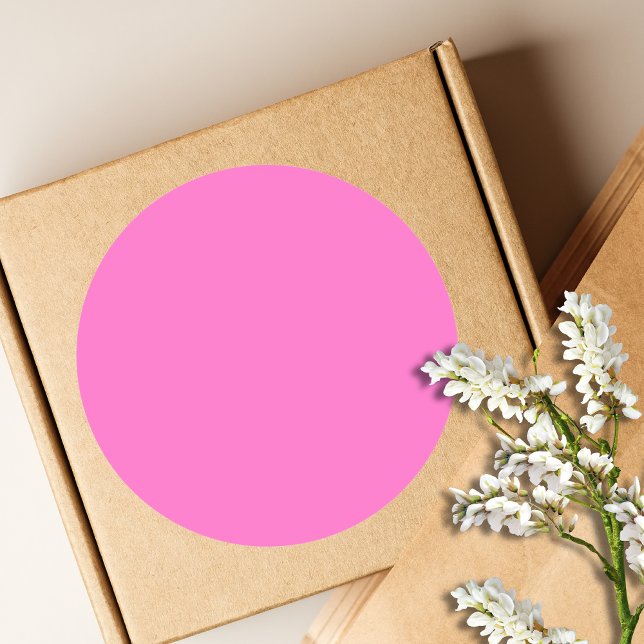 Neon Pink Solid Colour | Classic Classic Round Sticker (Creator Uploaded)