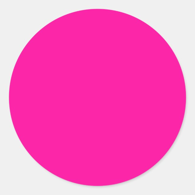 Neon Pink Solid Colour Classic Round Sticker (Front)
