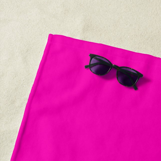 Neon Pink Solid Colour Customise It Beach Towel (In Situ)