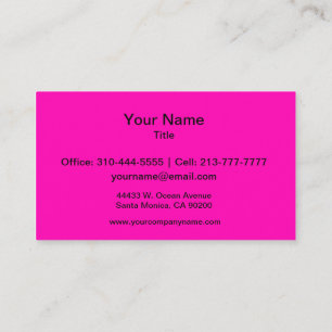 Neon Pink Solid Colour Customise It Business Card