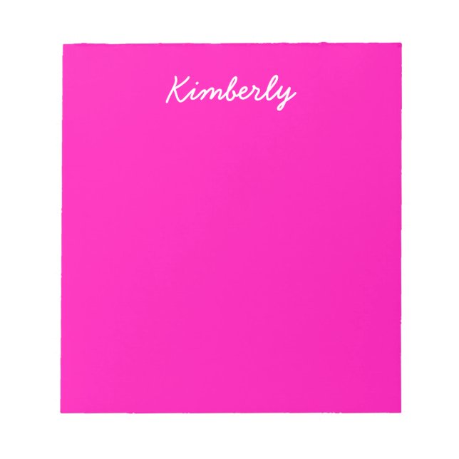 Neon Pink Solid Colour Customise It Notepad (Front)