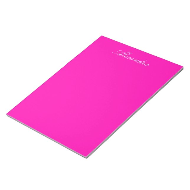 Neon Pink Solid Colour Customise It Notepad (Angled)