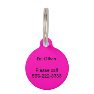 Neon Pink Solid Colour Customise It Pet Tag