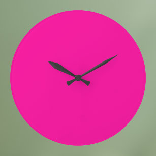 Neon Pink Solid Colour Large Clock