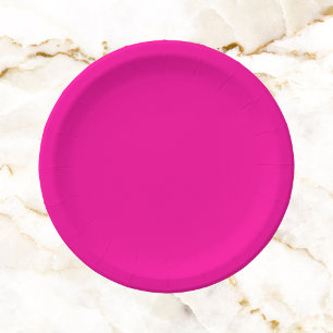 Neon Pink Solid Colour Paper Plate