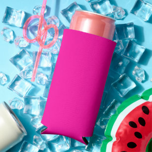 Neon Pink Solid Colour Seltzer Can Cooler