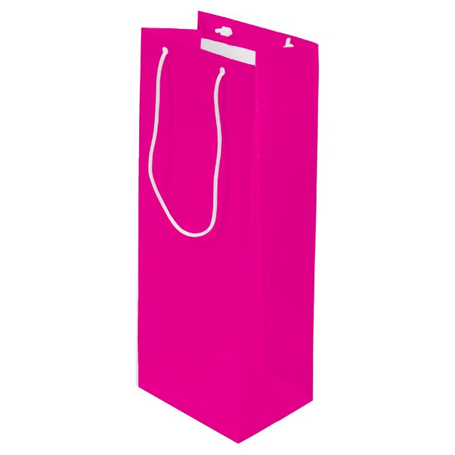 Neon Pink Solid Colour Wine Gift Bag (Front Angled)