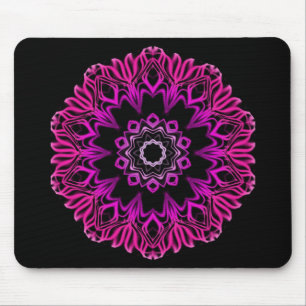Neon Pink Space Flower Mouse Mat