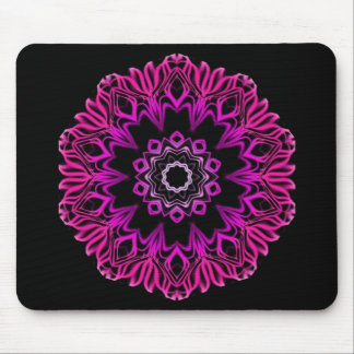 Neon Pink Space Flower Mouse Mat