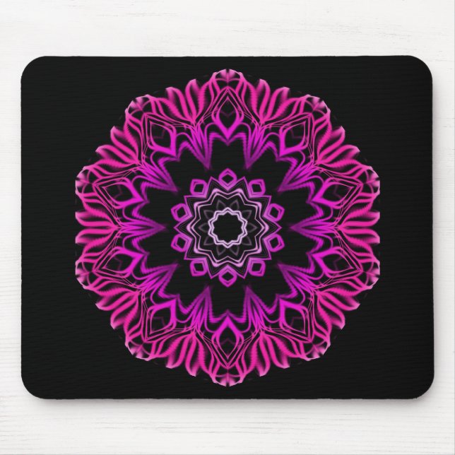 Neon Pink Space Flower Mouse Mat (Front)