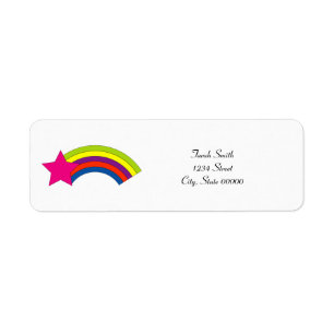 Neon Pink Star Rainbow Personalise Return Address