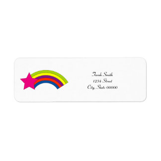 Neon Pink Star Rainbow Personalise Return Address