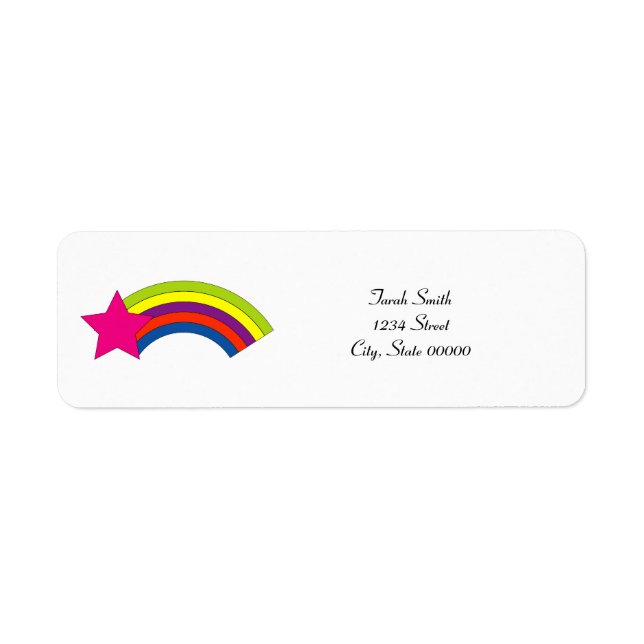 Neon Pink Star Rainbow Personalise Return Address (Front)