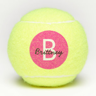 Neon Pink Super Girly Custom Name Tennis Balls