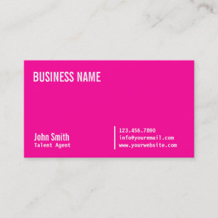 Neon Pink Talent Agent Business Card
