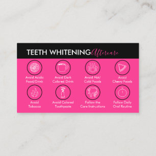 Neon Pink Teeth Whitening Aftercare Tips Business Card