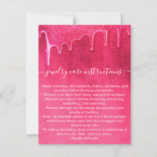 Neon Pink Thick Glitter Drips Jewellery Care Card