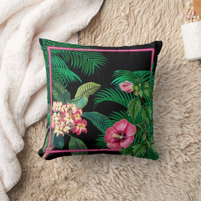 Neon Pink Tropical Botanicals Cushion (Blanket)