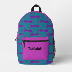 Neon Pink & Turquoise Cheetah Personalised Name Printed Backpack