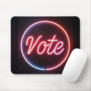 Neon Pink Vote Sign On Black Mouse Mat