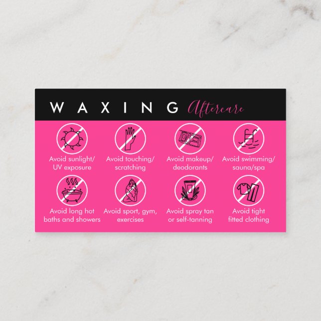 Neon Pink Waxing after care Business Card (Back)