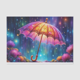 Neon Pink Whimsical Umbrella Decoupage Paper