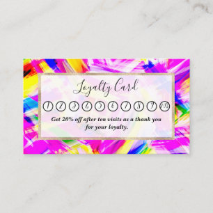 Neon Pink Yellow Brushstroke Explosion Art Loyalty Card