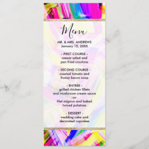 Neon Pink Yellow Brushstroke Explosion Art Menu