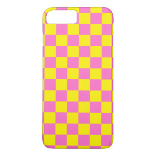 Neon Pink Yellow Chequered Chequerboard Vintage Case-Mate iPhone Case