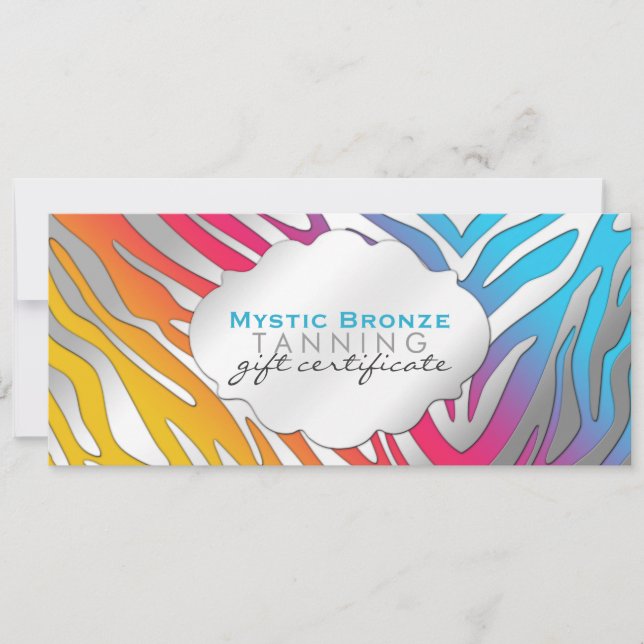 Neon Pink & Yellow Zebra Print Gift Certicates (Front)