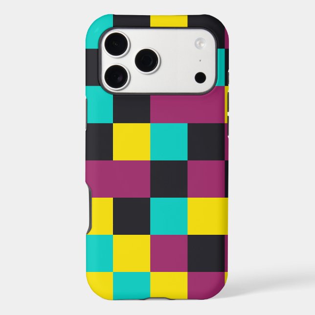  Neon Pixel Pattern iPhone 17 Pro Max Case (Back)