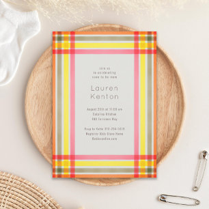 Neon Plaid Baby Shower Invitation