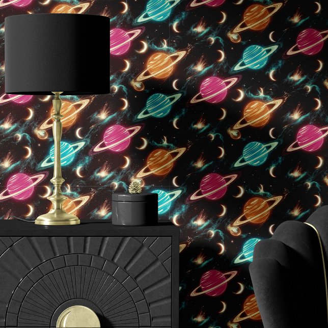 Neon Planets and Moons Galaxy Wallpaper (Creator Uploaded)