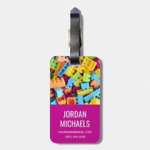Neon Plastic Building Blocks   Add Your Name Luggage Tag