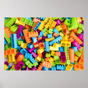 Neon Plastic Building Blocks Poster