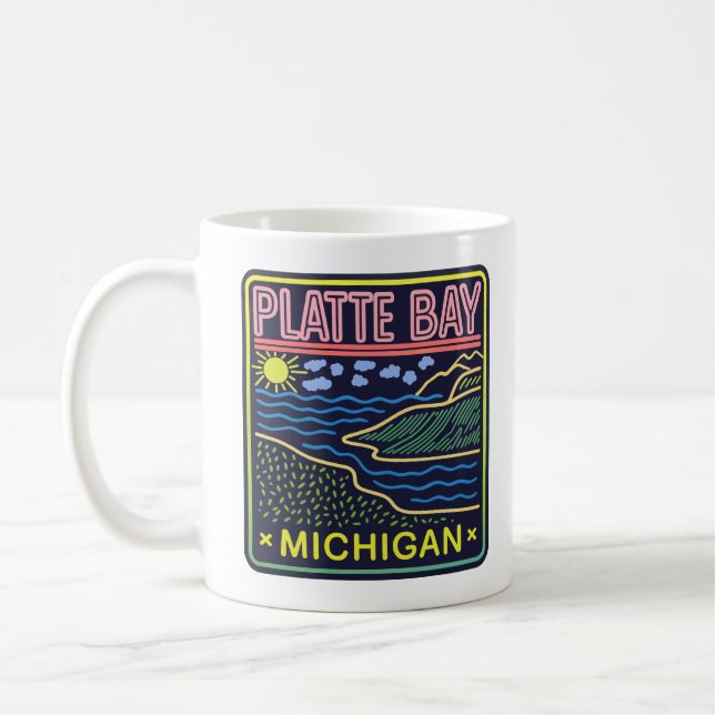 Neon Platte Bay Michigan Coffee Mug (Left)