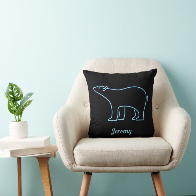 Neon Polar Bear Personalised Cushion (Chair)