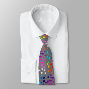 Neon Polka Dots on Gray Tie
