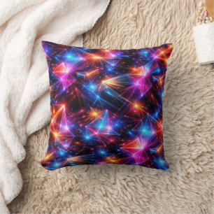 Neon Polygon Abstract with Explosions Cushion
