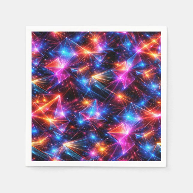 Neon Polygon Abstract with Explosions Napkin (Front)