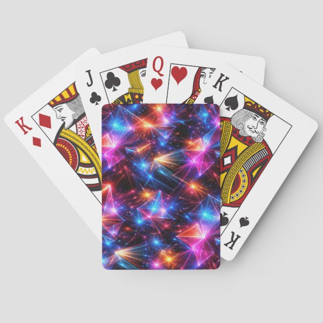Neon Polygon Abstract with Explosions Playing Cards (Back)