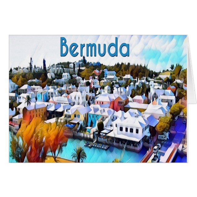 Neon Pop Art Bermuda greeting card (Front Horizontal)