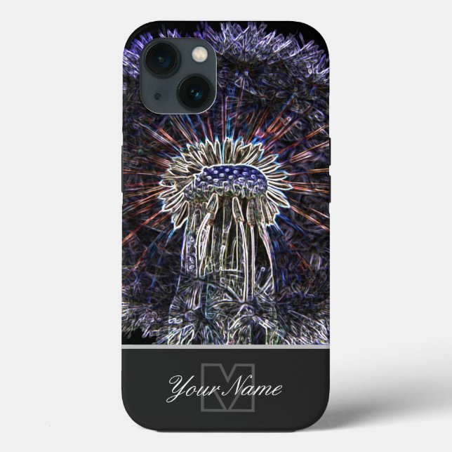 Neon-Pop-Art dandelion blowball with Monogram! Case-Mate iPhone Case (Back)