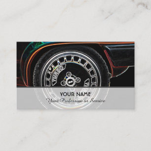 Neon pop-art for turbo car tuning experts business card