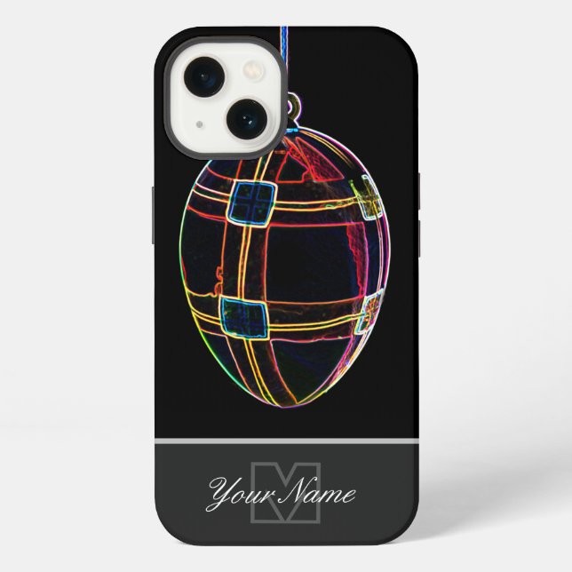 Neon-Pop-Art Happy Easter Egg with Monogram! Case- iPhone Case (Back)