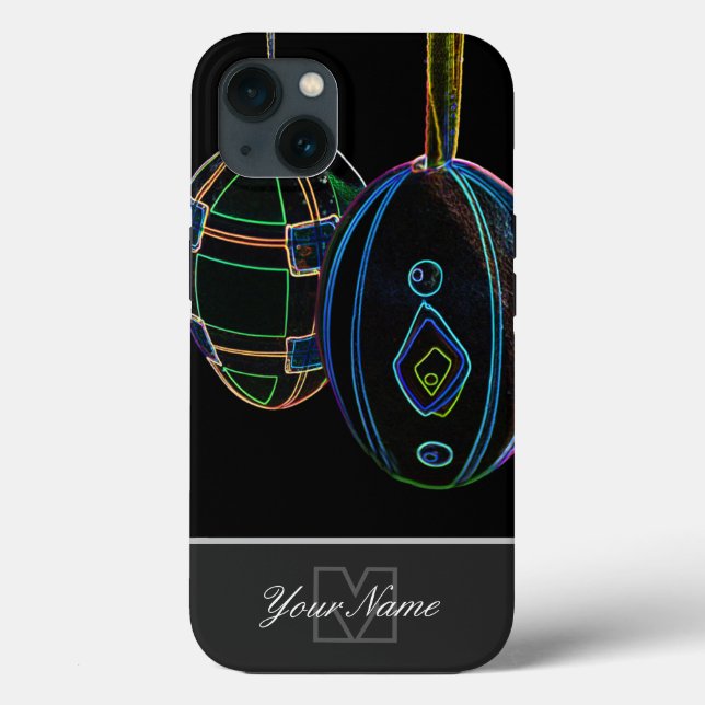 Neon-Pop-Art Happy Easter Eggs with Monogram! Case-Mate iPhone Case (Back)