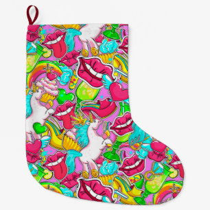 Neon Pop Art Large Christmas Stocking