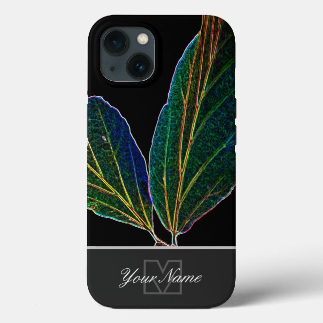 Neon-Pop-Art leaf veins macro with Monogram! Case-Mate iPhone Case (Back)